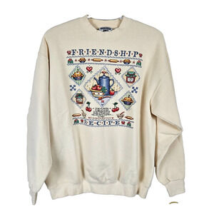 Vintage 90s Friendship Recipe Kitchen Sweatshirt Womens M Heavyweight Lee USA